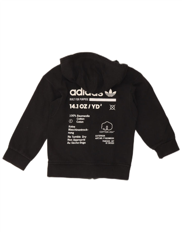 Adidas Boys Graphic Zip Hoodie Sweater 7-8 Years Black