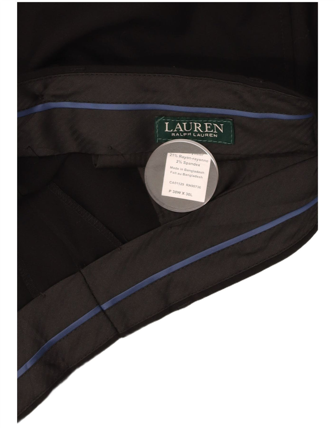 RALPH LAUREN Lige jakkesæt til mænd Bukser W38 L30 Sort polyester