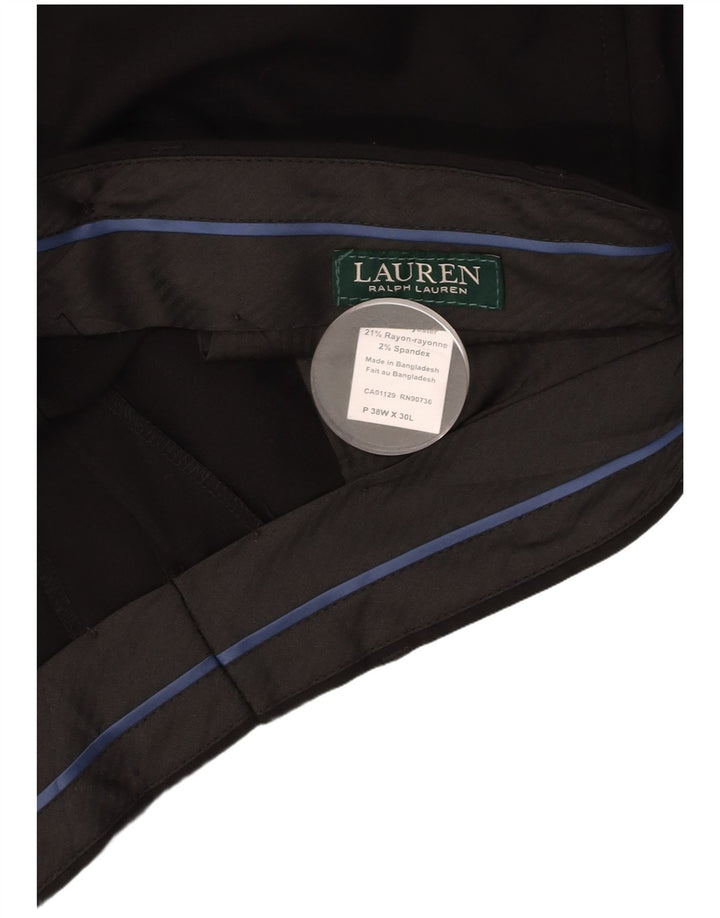 RALPH LAUREN Lige jakkesæt til mænd Bukser W38 L30 Sort polyester