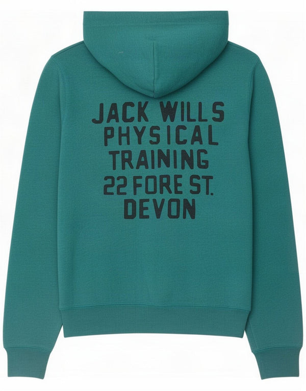 Jack Wills Grafisk hættetrøje til kvinder UK 10 Small Green Cotton