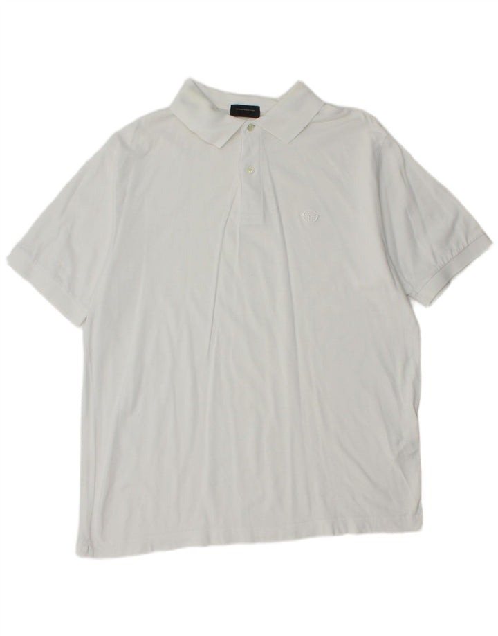 Sergio Tacchini Herre poloshirt IT 50 Medium Hvid Bomuld