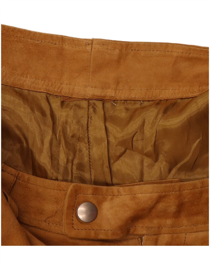 VINTAGE Cropped bukser i ruskind til kvinder W32 L25 Brun