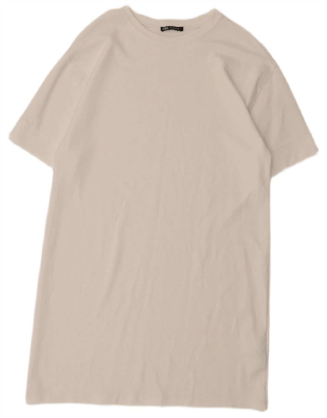 Zara Dame T-Shirt Kjole UK 14 Medium Hvid Bomuld