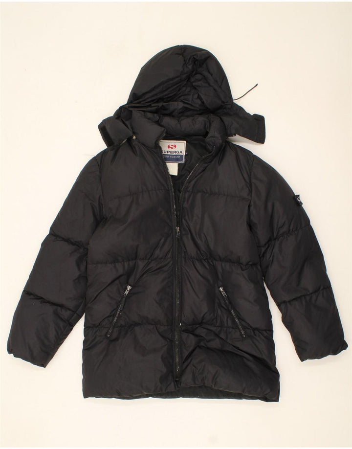 SUPERGA Womens Hooded Padded Coat UK 16 Large Black Vintage Superga and Second-Hand Superga from Messina Hembry 