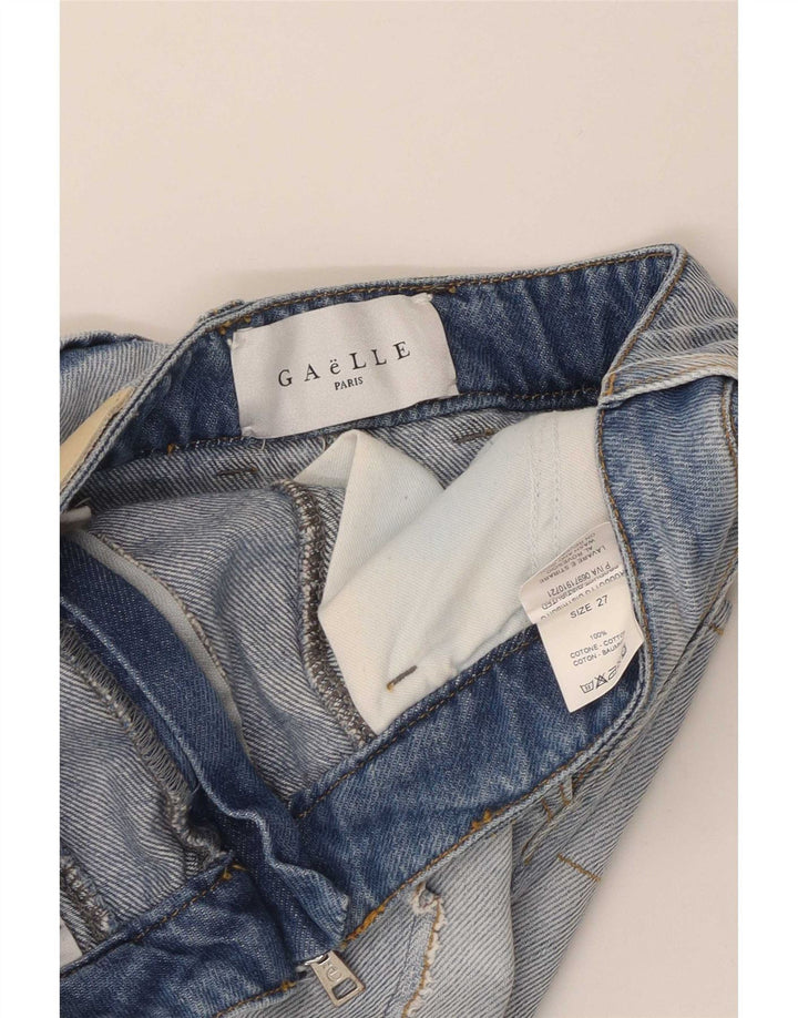 Gaelle Dame grafisk denim nederdel W27 lille blå bomuld