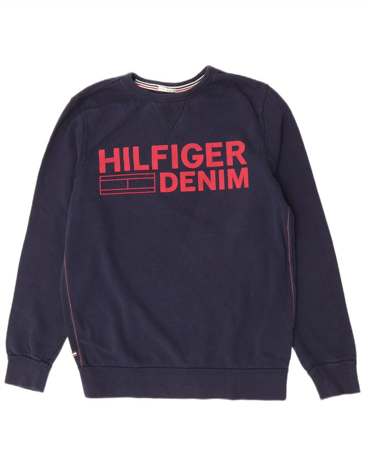 Tommy Hilfiger Herre Grafisk Sweatshirt Jumper Medium Navyblå Bomuld