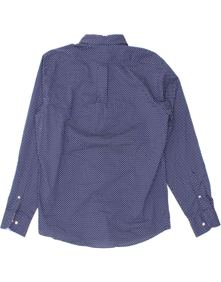 IZOD Mens Abstract Pattern Slim Fit Shirt Size 16 Large Navy Blue Vintage Izod and Second-Hand Izod from Messina Hembry 