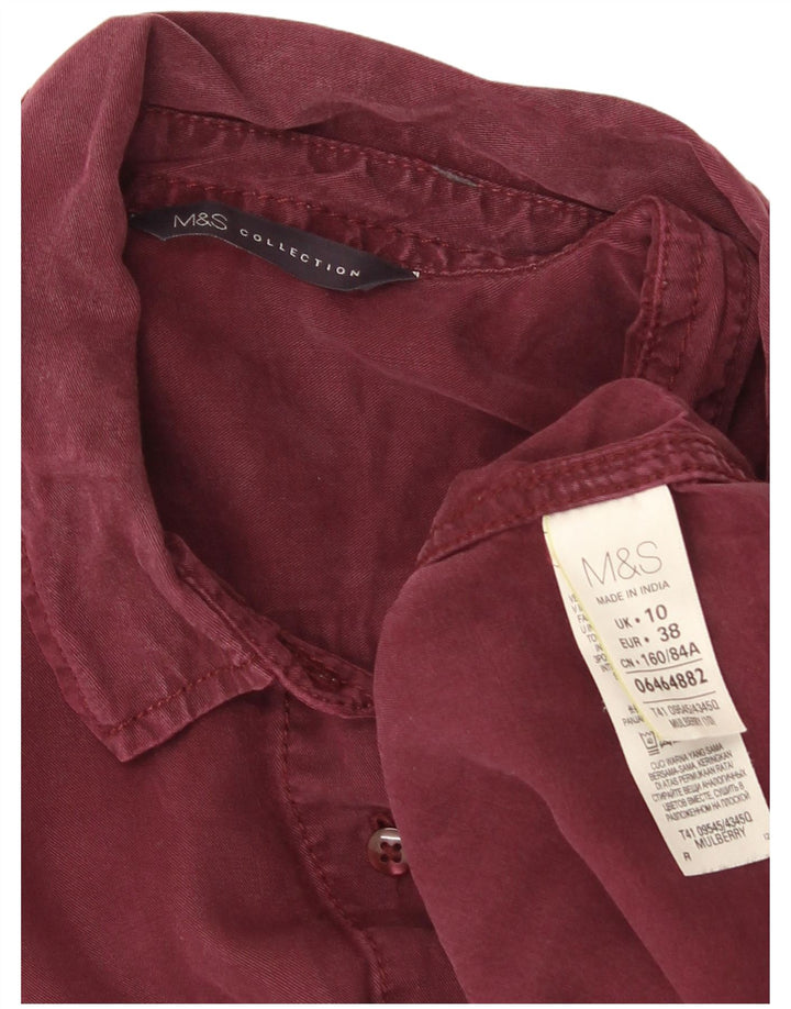 Marks & Spencer Dame Denim Shirt UK 10 Small Burgundy Lyocell