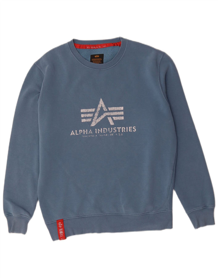 Alpha Industries Grafisk sweatshirt til mænd mellemblå bomuld