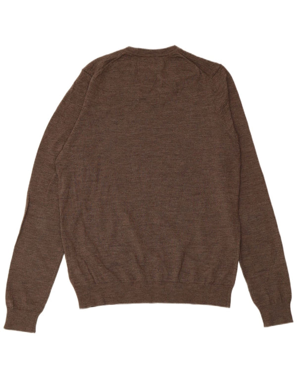 MARKS & SPENCER Herre V-hals sweater Medium Brun Merinould