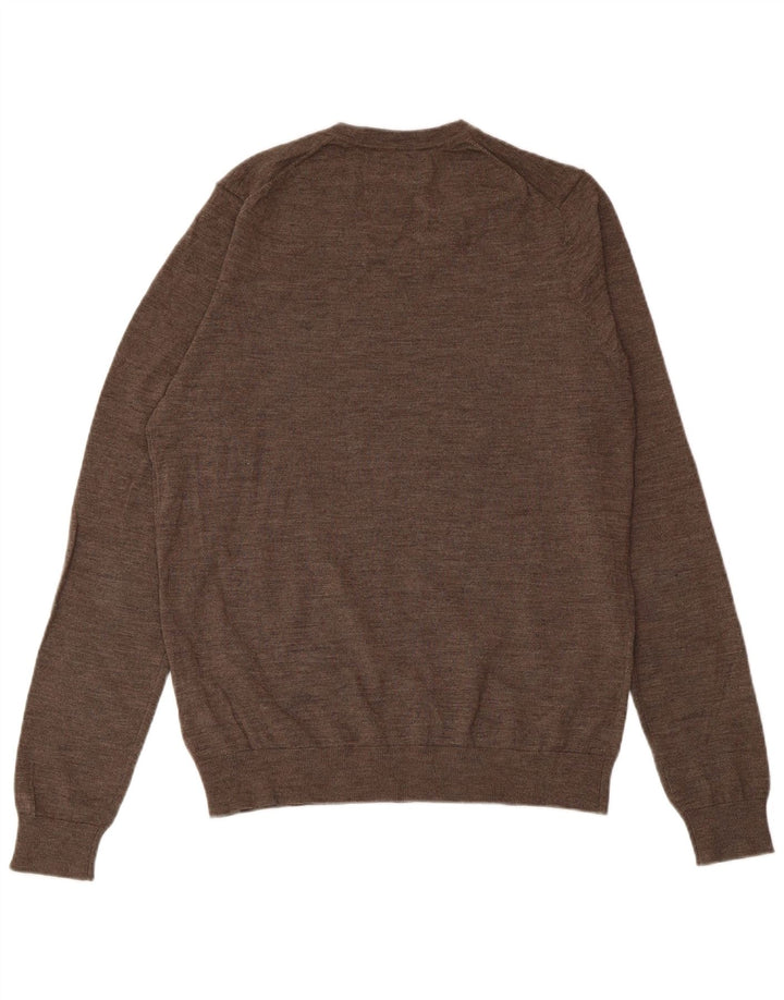MARKS & SPENCER Herre V-hals sweater Medium Brun Merinould