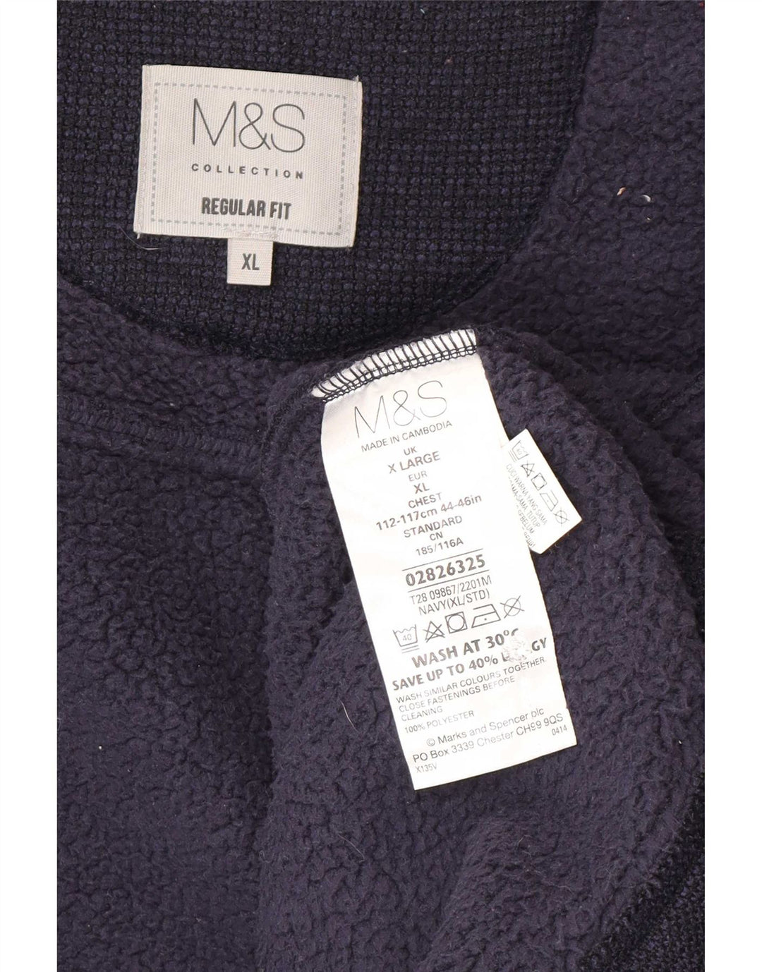 Marks & Spencer Herre Bomber Jacket UK 42 XL Navy Blue Polyester