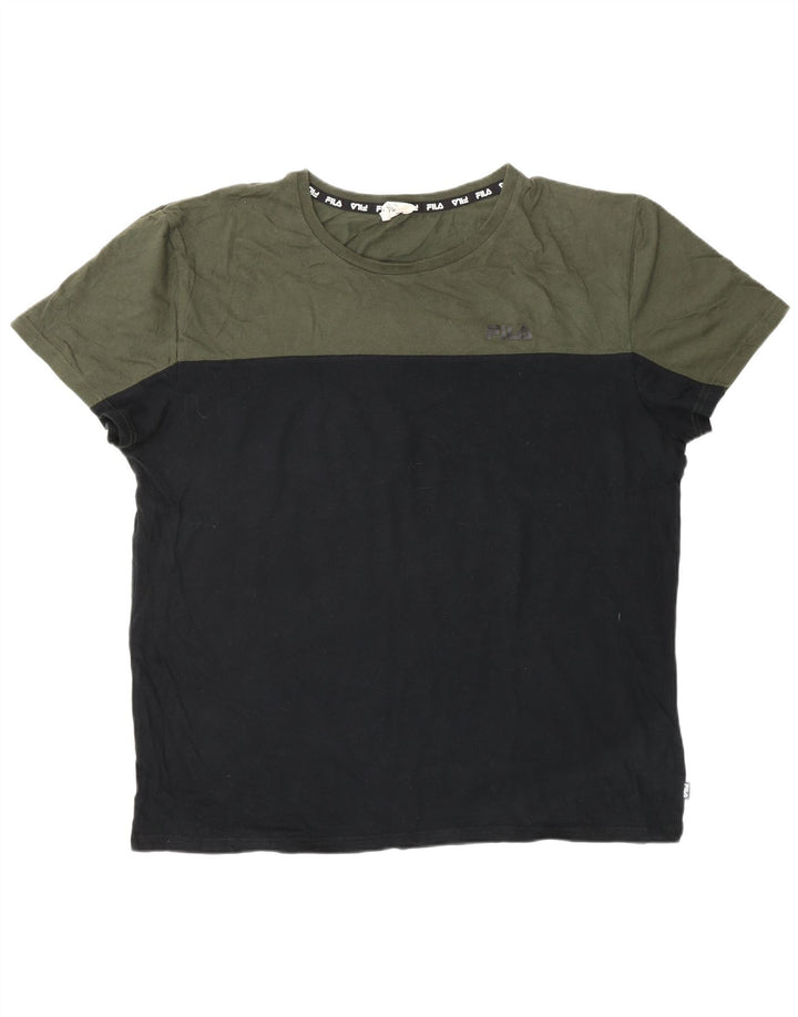 Fila Herre T-Shirt Top 2XL Sort Colourblock Bomuld