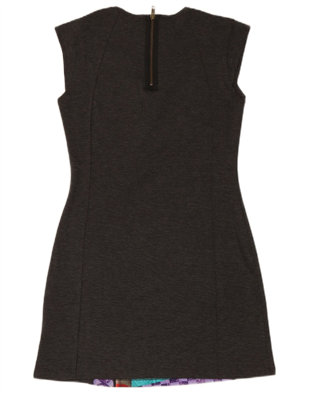 DESIGUAL Kvinders Ærmeløs Skede Kjole UK 14 Medium Grey Patchwork