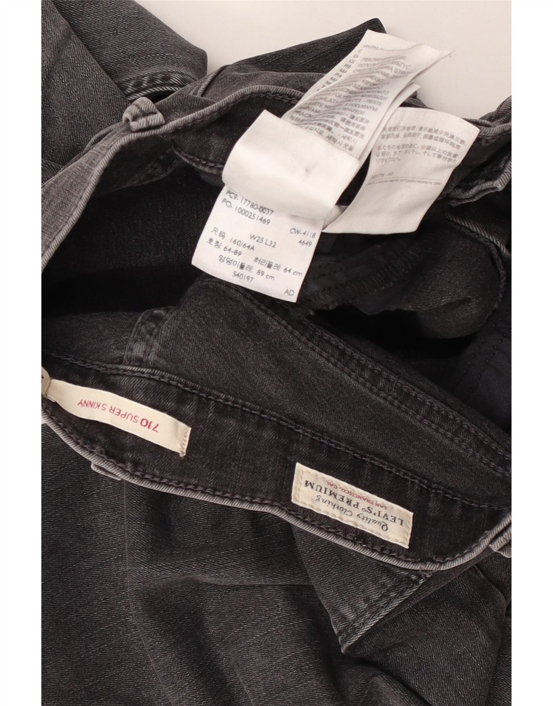 Levi's Dame 710 Super Skinny Jeans W25 L32 Grå Bomuld