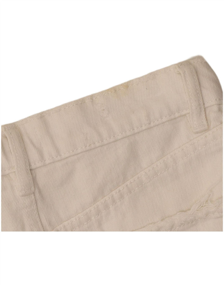 Zara Dame Denim Nederdel Small W28 Hvid Bomuld