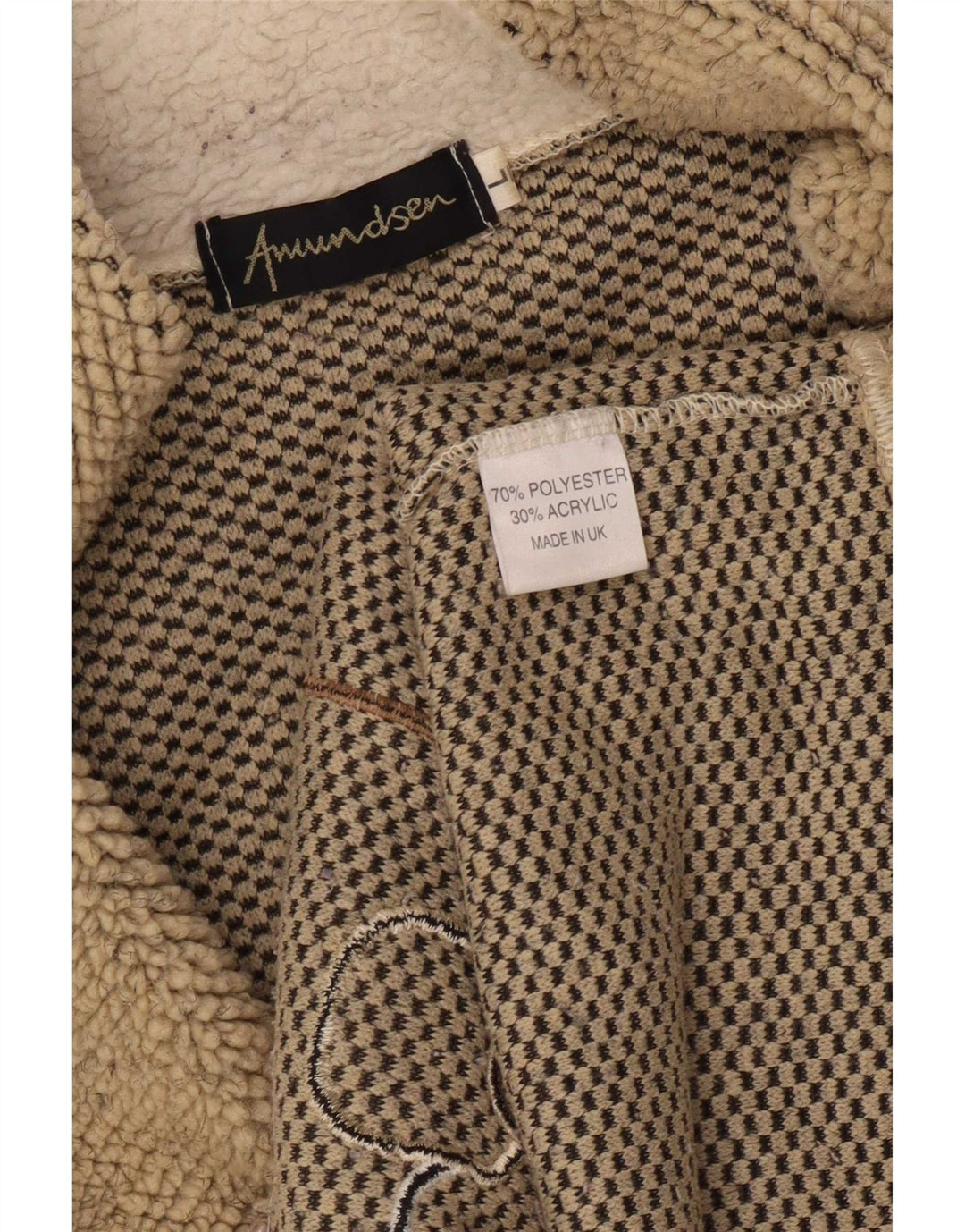 Vintage dame fleece træningsdragt topjakke UK 14 Stor beige polyester