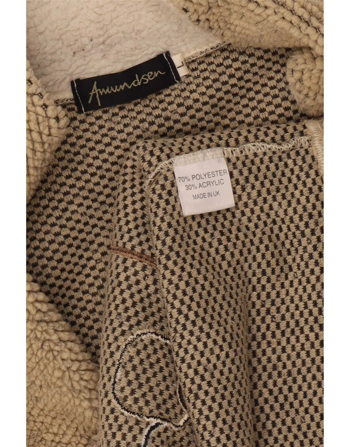 Vintage dame fleece træningsdragt topjakke UK 14 Stor beige polyester