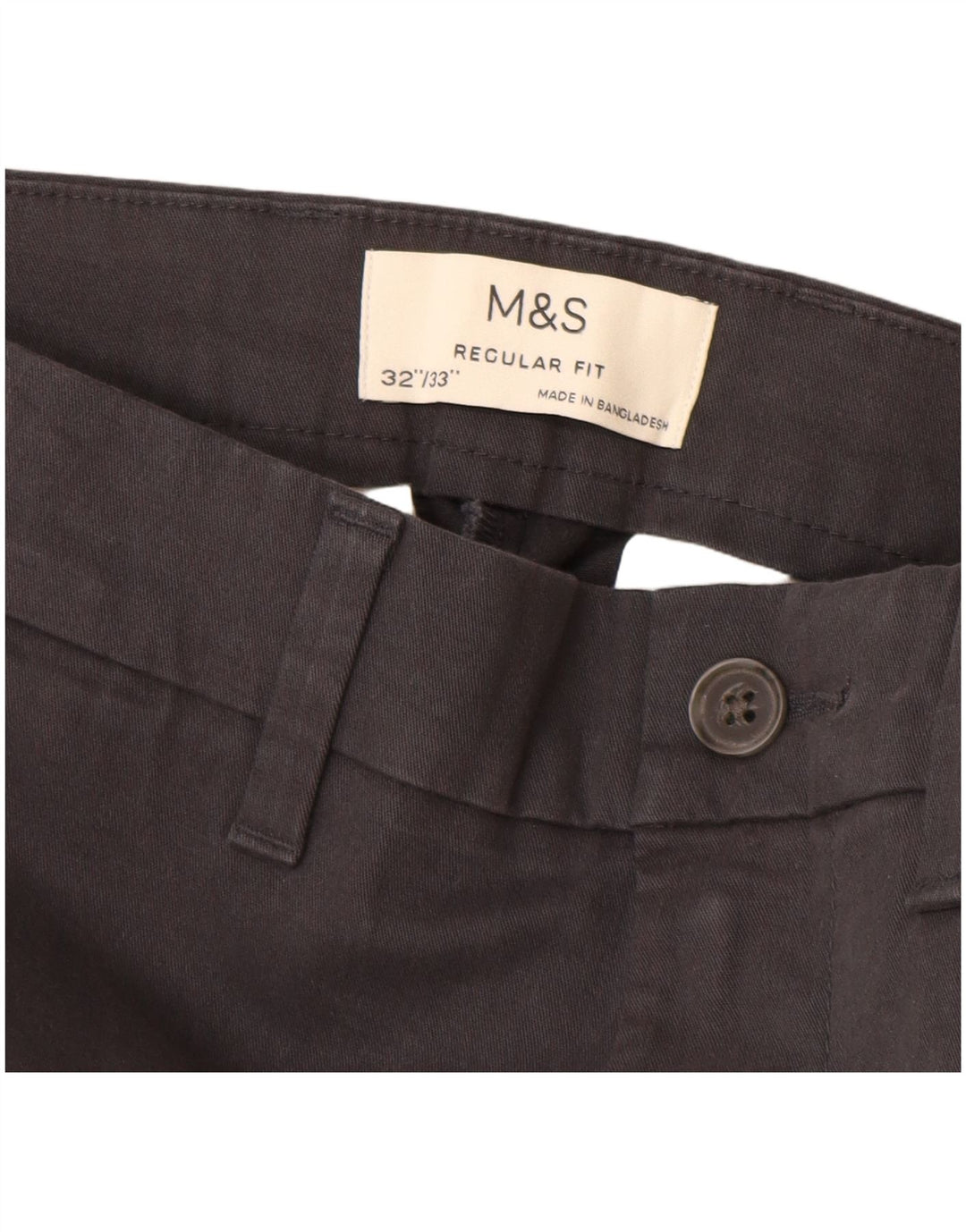MARKS & SPENCER Herre Regular Fit Straight Chino Bukser W32 L33 Sort