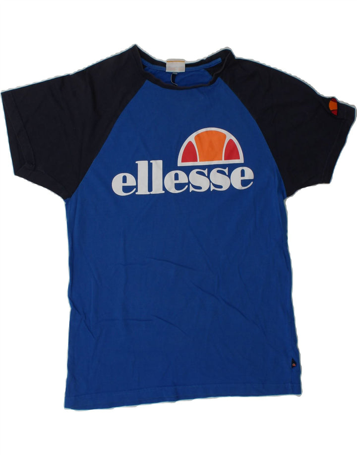 ELLESSE Mens Graphic T-Shirt Top Small Navy Blue Colourblock Vintage Ellesse and Second-Hand Ellesse from Messina Hembry 