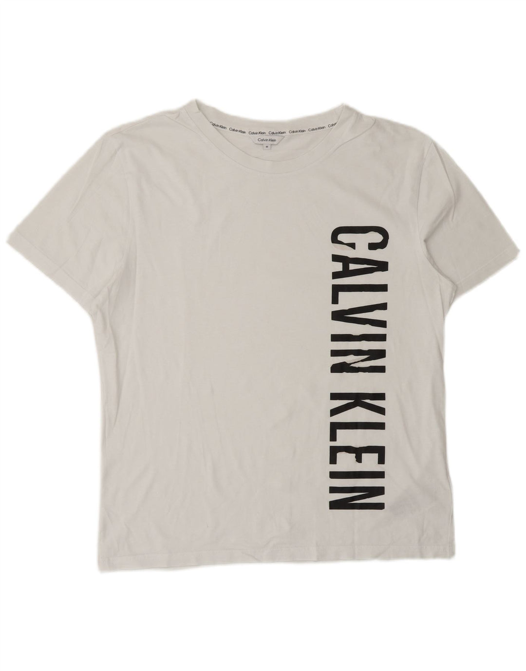 CALVIN KLEIN Herre grafisk T-shirt Top Medium Hvid Bomuld
