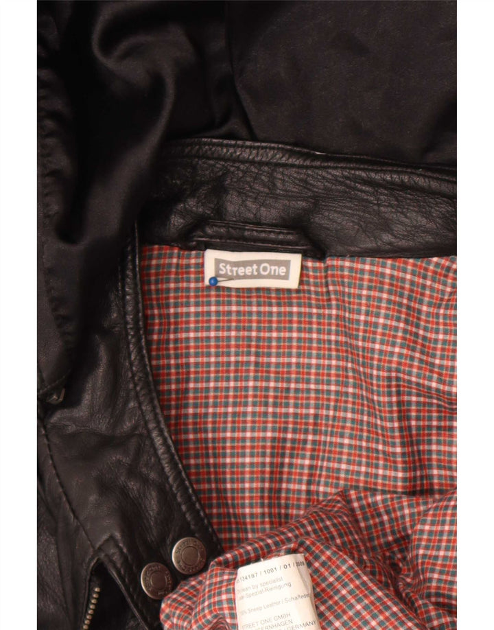 Street One Dame Hætte Læderjakke UK 14 Medium Sort Læder