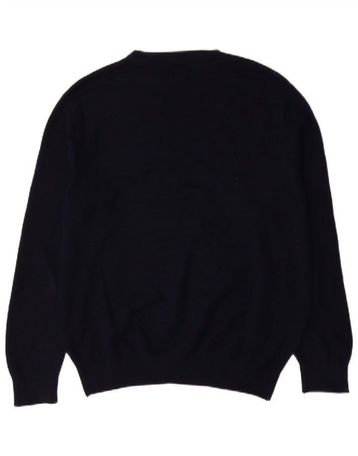 Zara herre rund hals sweater stor marineblå akryl
