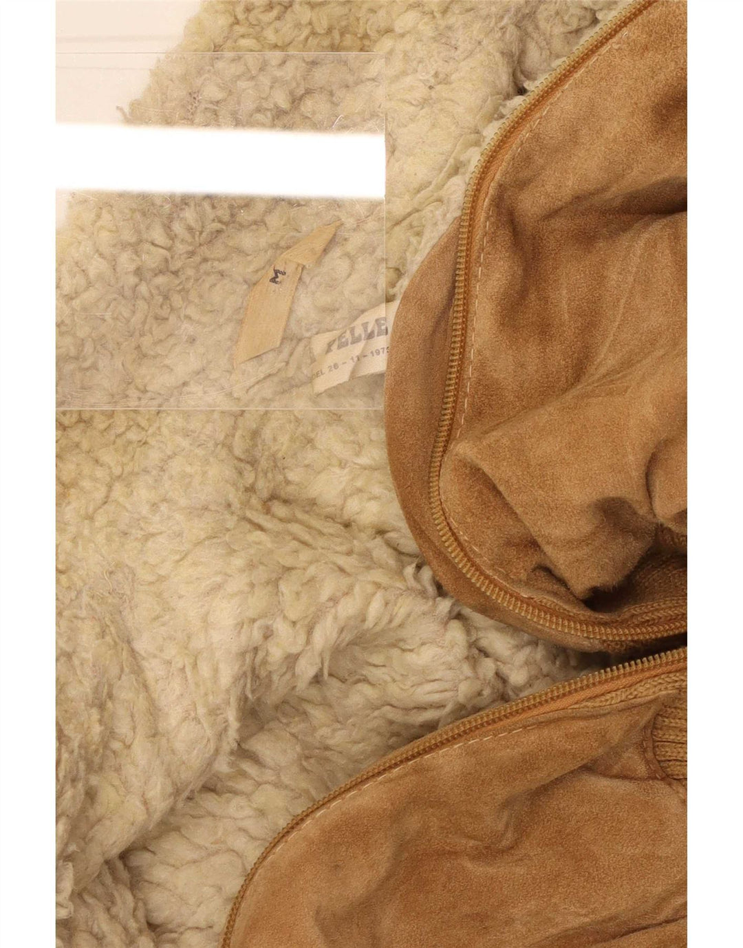 Vintage Herre Sherpa Ruskindsjakke UK 38 Medium Beige Læder