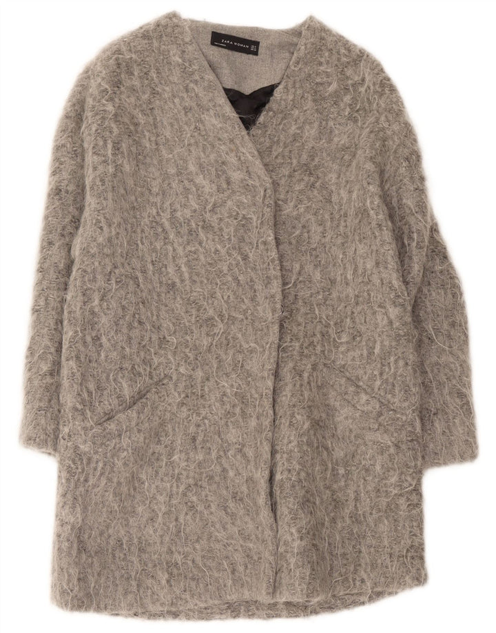 Zara Dame Overfrakke UK 14 Medium Grå