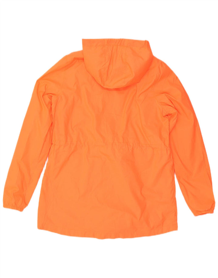 NEW BALANCE Womens Graphic Hooded Rain Jacket UK 14 Medium Orange
