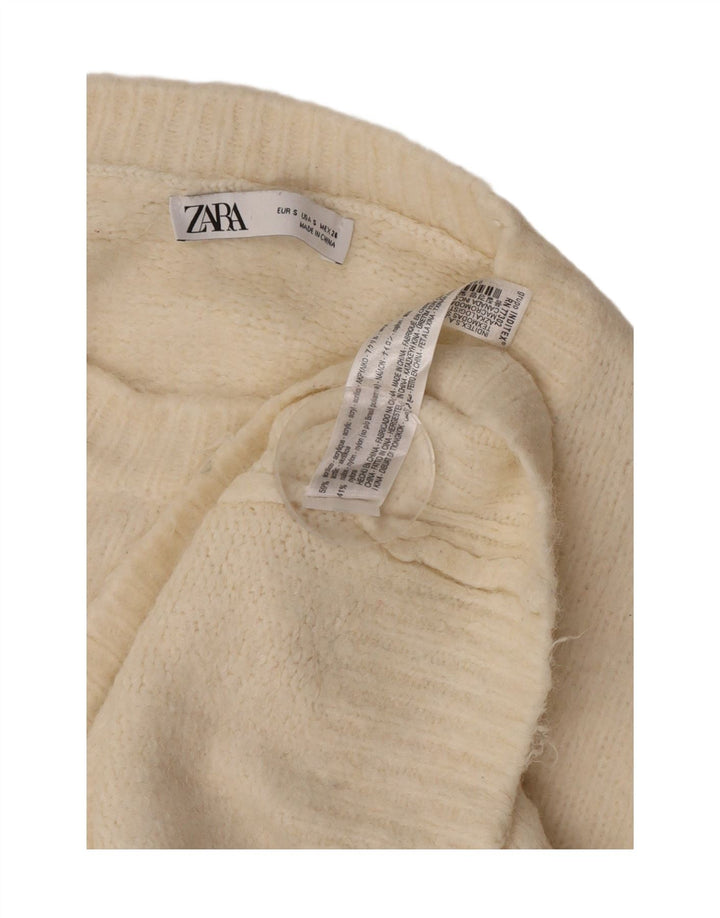Zara Dame Oversized Boat Neck Jumper Sweater UK 10 Small Off White