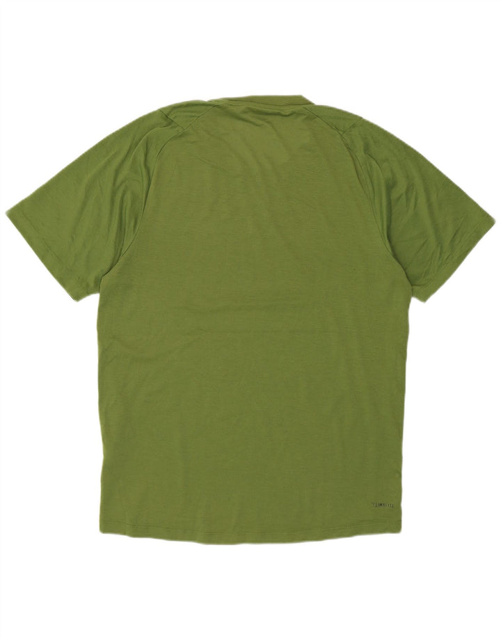 Adidas Herre Climalite T-Shirt Top Lille Grøn Bomuld