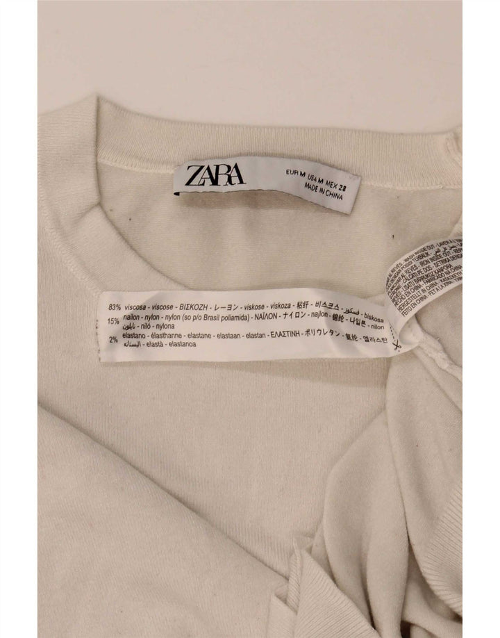 Zara sweater med rund hals til kvinder UK 12 Medium White Viscose