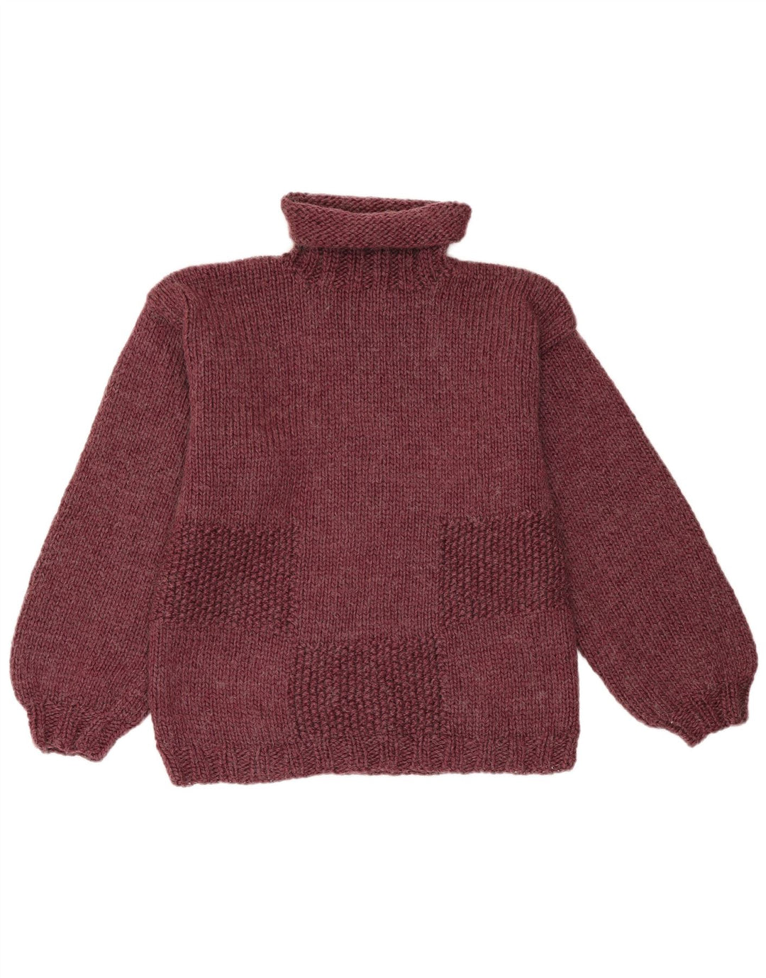 Vintage Dame Roll Neck Jumper Sweater UK 14 Medium Burgundy