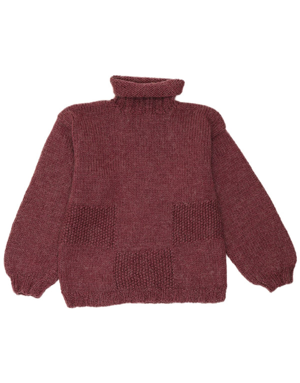 Vintage Dame Roll Neck Jumper Sweater UK 14 Medium Burgundy