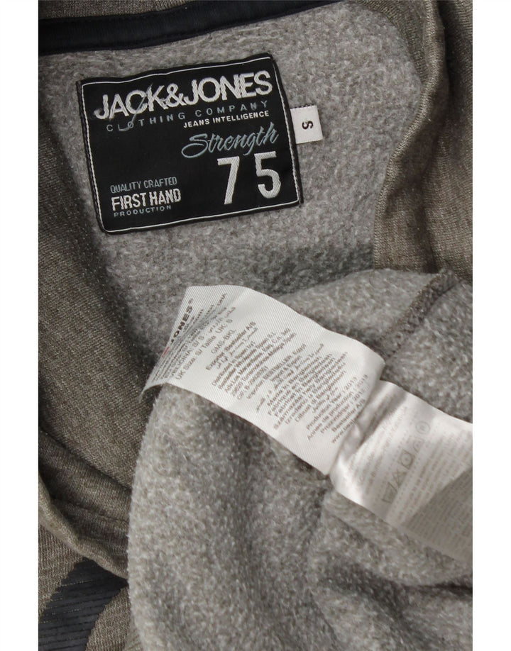 Jack & Jones grafisk sweatshirt til mænd, lille grå flækket bomuld