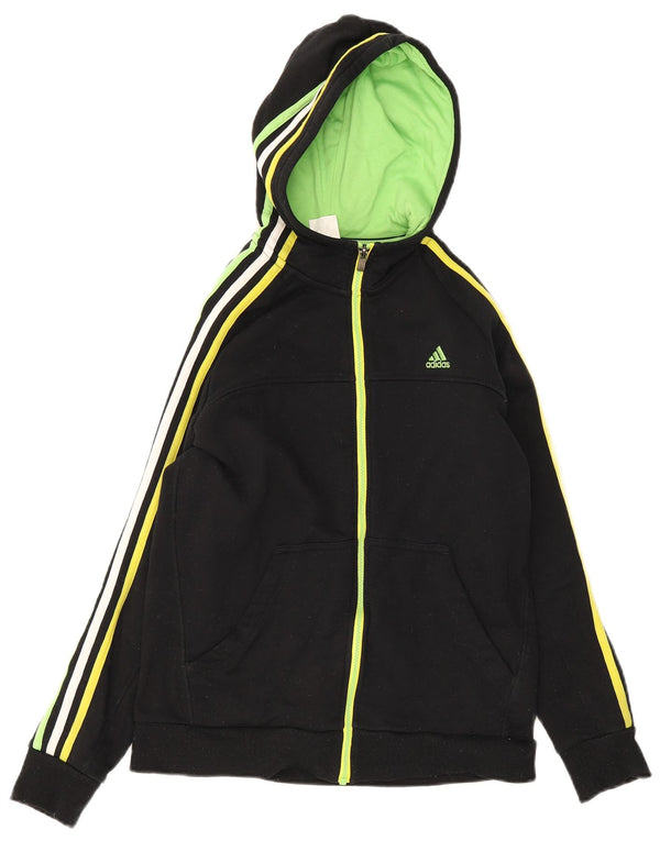 Adidas hættetrøje med lynlås til drenge 13-14 år Sort bomuld