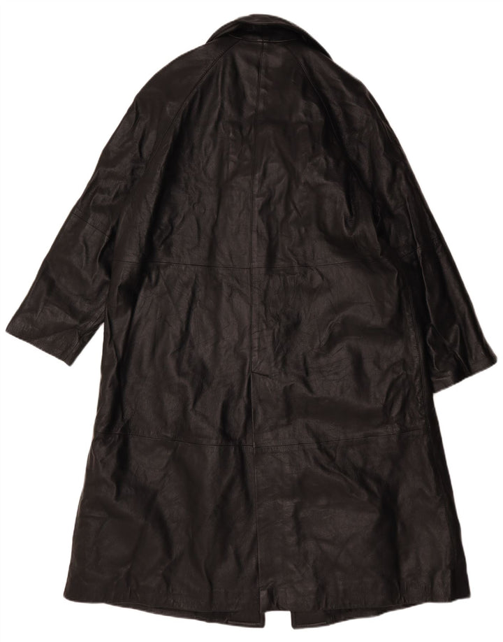 Vintage læderfrakke til kvinder IT 48 XL sort læder