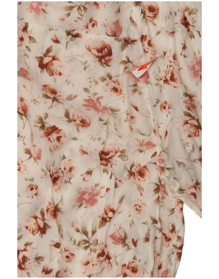 Zara Dame 3/4 ærmet bluse Top UK 14 Medium White Floral