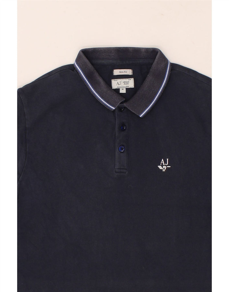 ARMANI Mens Slim Fit Polo Shirt Medium Navy Blue Vintage Armani and Second-Hand Armani from Messina Hembry 