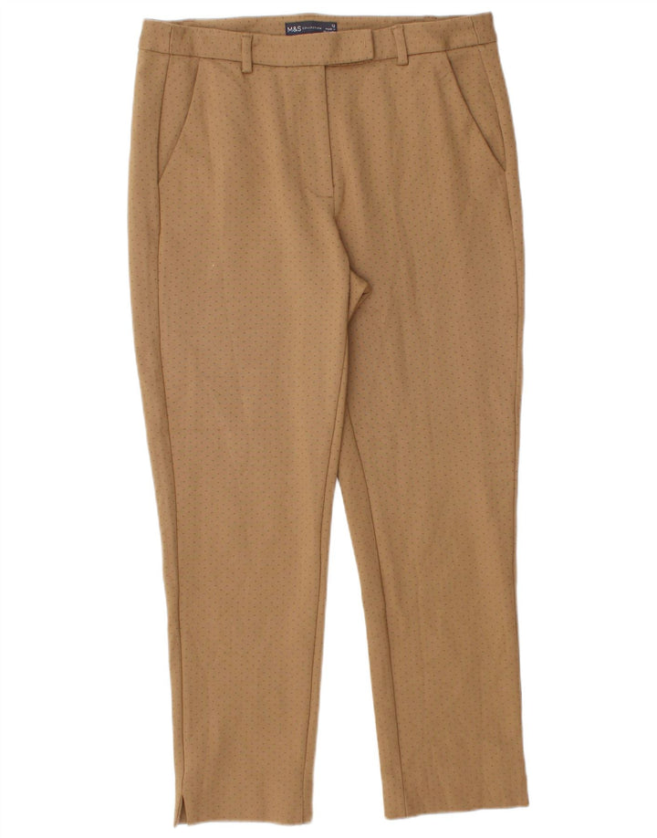 Marks & Spencer Dame Cropped Trousers UK 12 Medium W32 L25 Beige Plettet