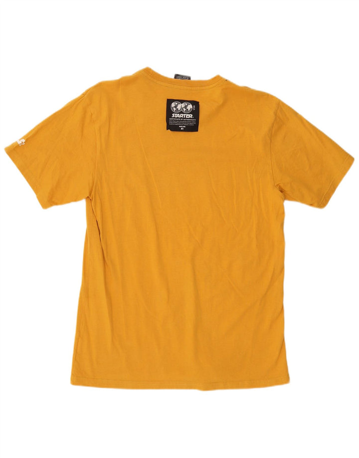 STARTER Mens Graphic T-Shirt Top Large Yellow Cotton