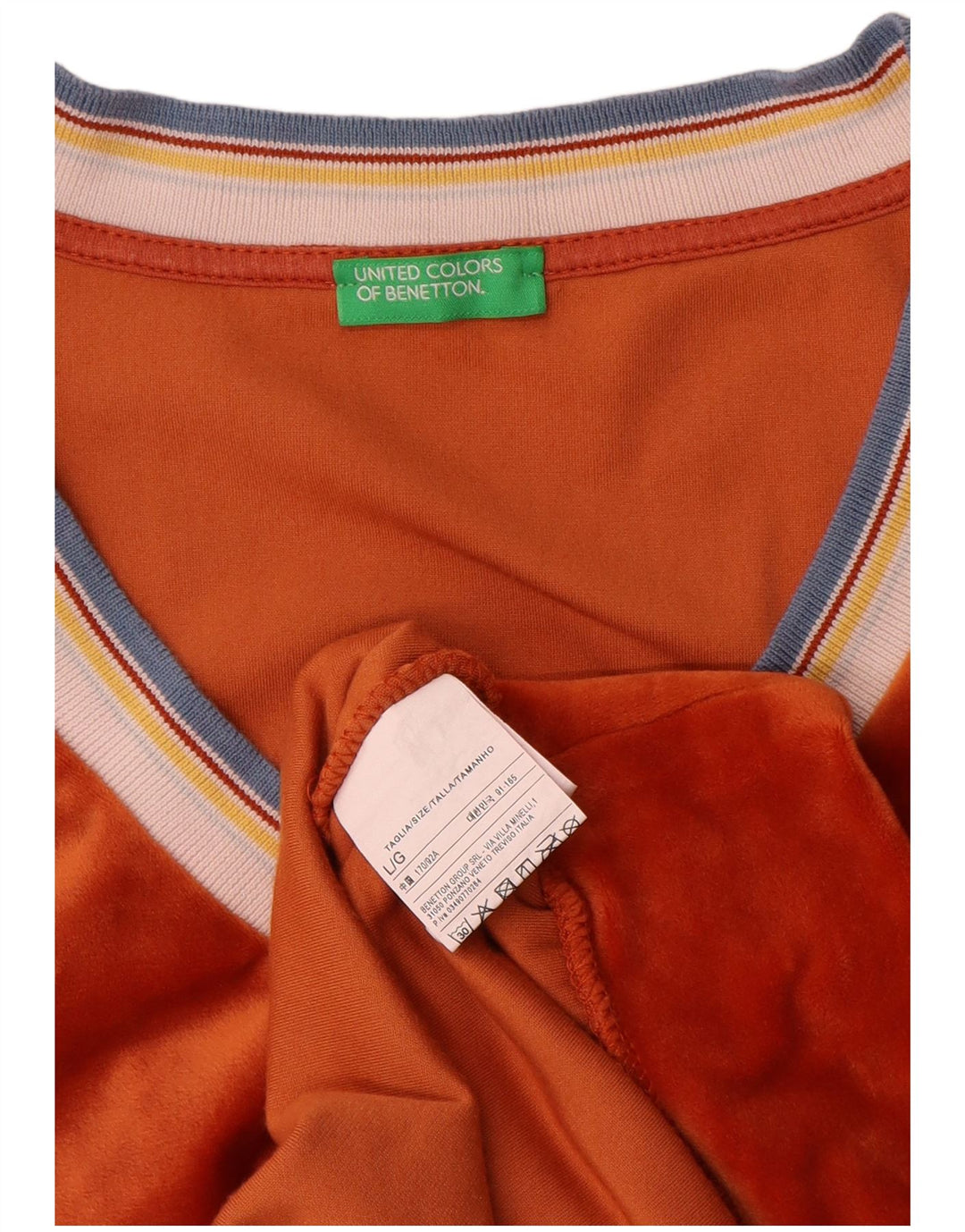 Benetton Womens Velvet Oversized Bluse Top UK 16 Large Orange Polyester