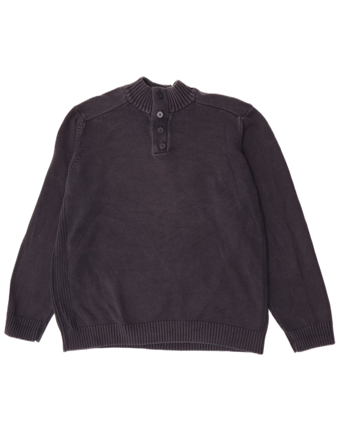 Marks & Spencer Herre Blue Harbor Button Neck Sweater XL Navy Cotton