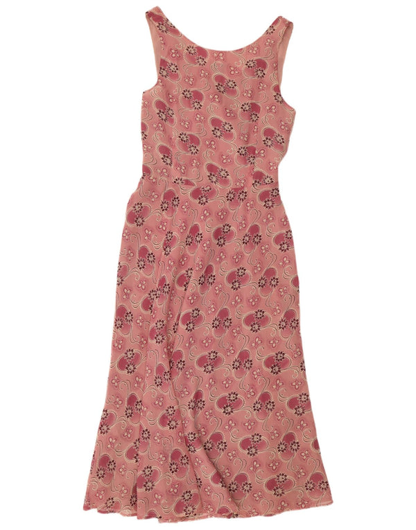 MONSOON Womens Sleeveless Maxi Dress UK 10 Small Pink Floral Silk