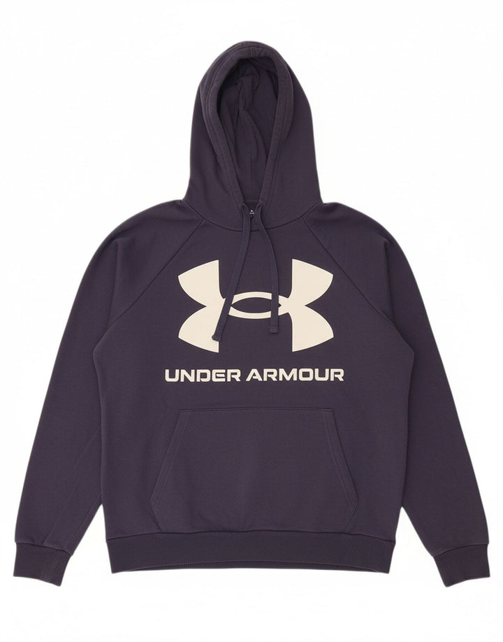 UNDER ARMOUR Mens Graphic Hoodie Jumper Medium Navy Blue Cotton