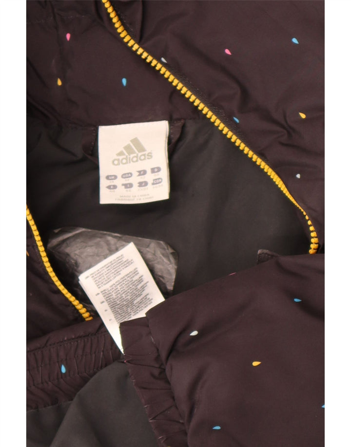 Adidas Dame Hætte Polstret Jakke UK 14 Medium Sort Plettet Polyester