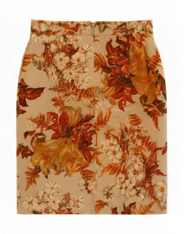 Jungle Kenzo Kvinder Højtalje Pencil Skirt IT 38 XS W24 Beige Floral