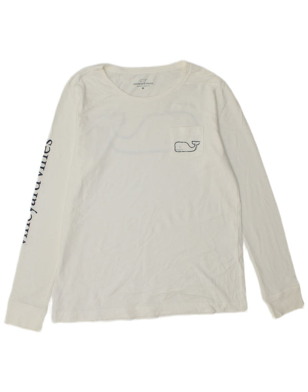 VINEYARD VINES Herre grafisk top Langærmet medium hvid bomuld