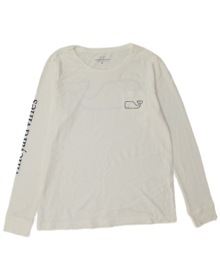 VINEYARD VINES Herre grafisk top Langærmet medium hvid bomuld